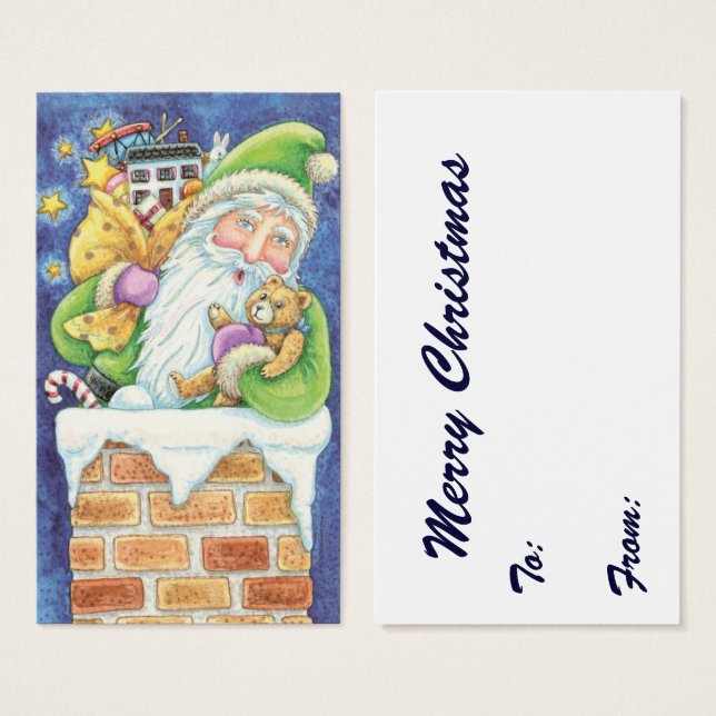 Navidad linda, Santa Claus en chimenea con juguete (Anverso y reverso)