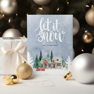 Navidad Llana Nieve Acuarela Elegante
