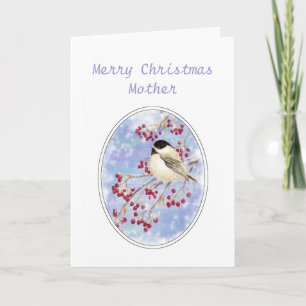Navidad Madre Winter Bird Berry Frosty Window