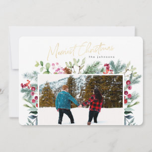 Navidad más alegre Elegante Hoja de Oro Falso Pers