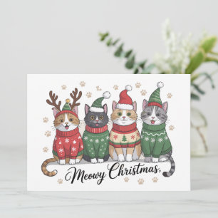 Navidad Meowy Gato Gatitos Lindos con Sombrero de 