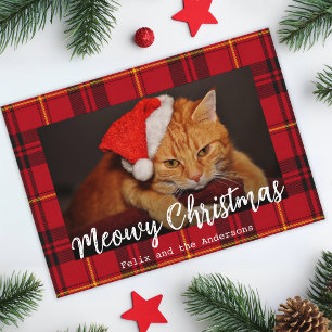 Navidad Meowy Mascota Gato Foto y Cuadro Escocés R