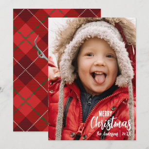 Navidad Merry Country Plaid Familiar Foto Rústica