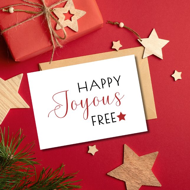 Navidad Mínima Alegre Sobria, Navidad de Apoyo Sob (sobriety christmas card with text happy joyous free)
