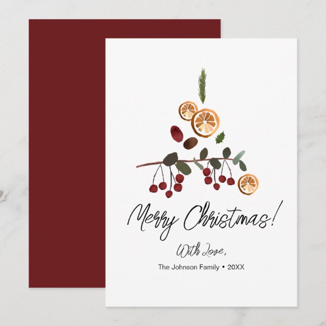 Navidad minimalista Árbol rústico follaje (Anverso / Reverso)
