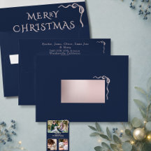 Navidad minimalista en azul marino y lazo de oro r