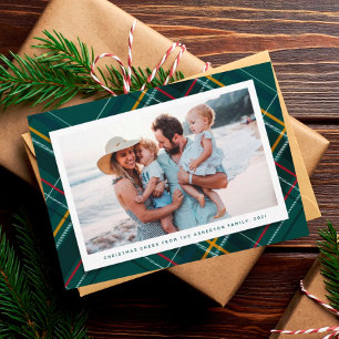 Navidad moderna de una foto en cuadros verdes aleg