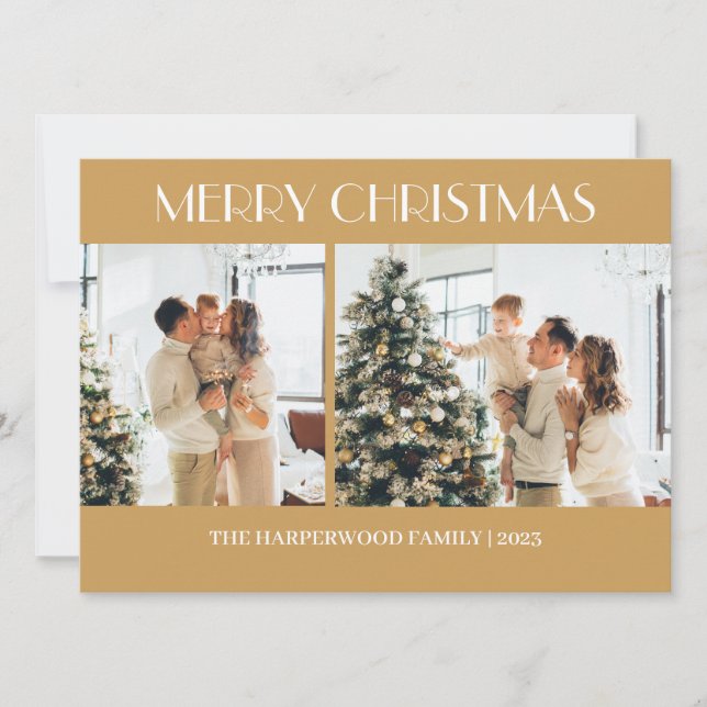 Navidad Moderna Familia Dos Fotos Simple (Anverso)