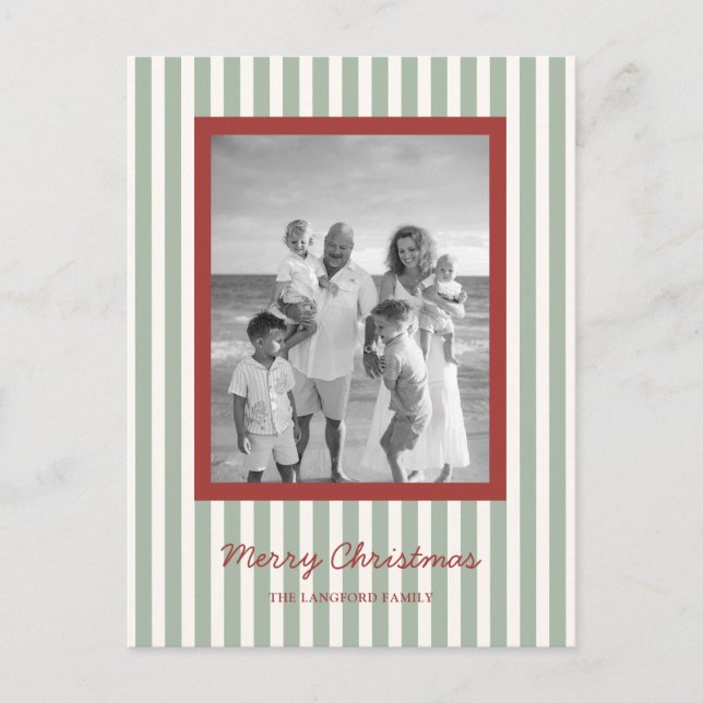 Navidad Moderna Foto Rayas Simples (Anverso)