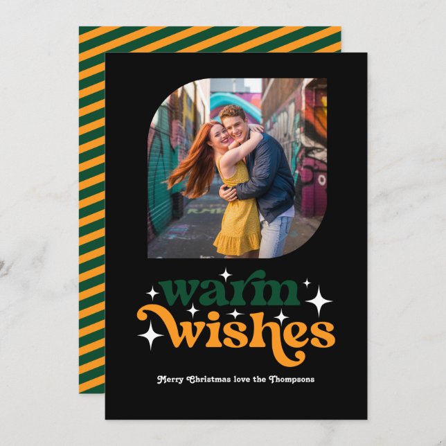 Navidad Moderna Retro Siempre Verde y Brillante Fo (Anverso / Reverso)