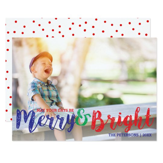 Navidad moderno feliz y foto brillante del día de invitación 12,7 x 17,8 cm