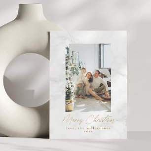 Navidad Moderno Mármol Gris Blanco Dos Fotos