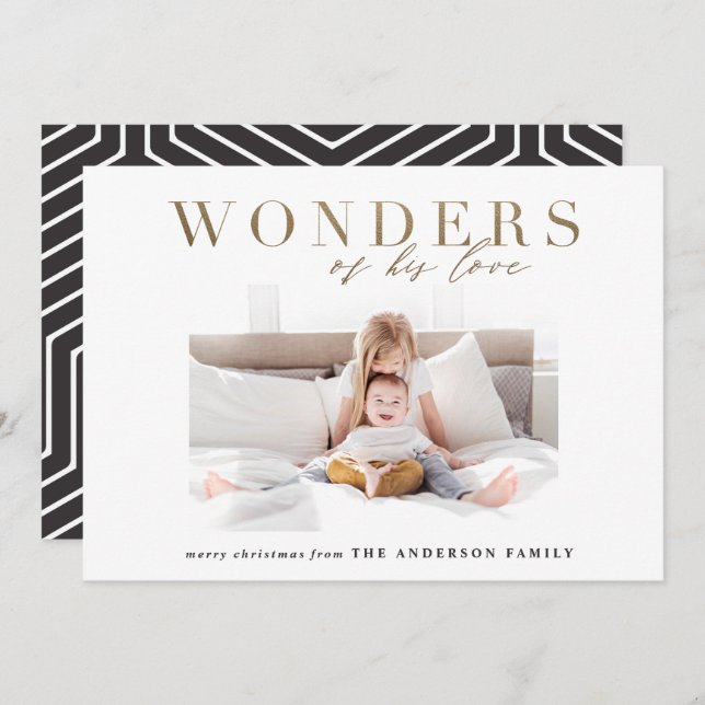 Navidad multi foto dorada chic religiosa moderna (Anverso / Reverso)