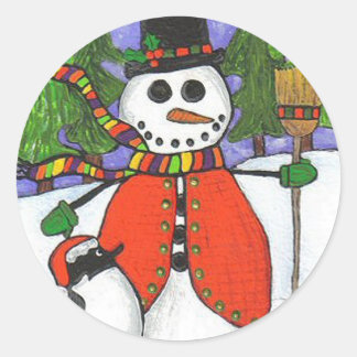 Navidad muñeco de nieve y pingüino - pegatinas del