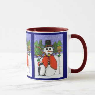 Navidad muñeco de nieve y pingüino - taza del día