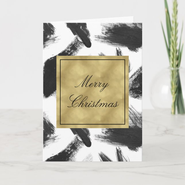 Navidad negro elegante del extracto de la acuarela (Anverso)