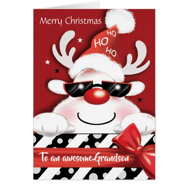 Navidad, nieto, reno de la diversión, Ho, Ho, Ho, (Frente)