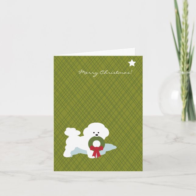 Navidad Notecard de Bichon Frise (Anverso)