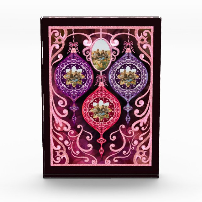 Navidad Ornamental - Tarjeta de Navidad con foto (Anverso)