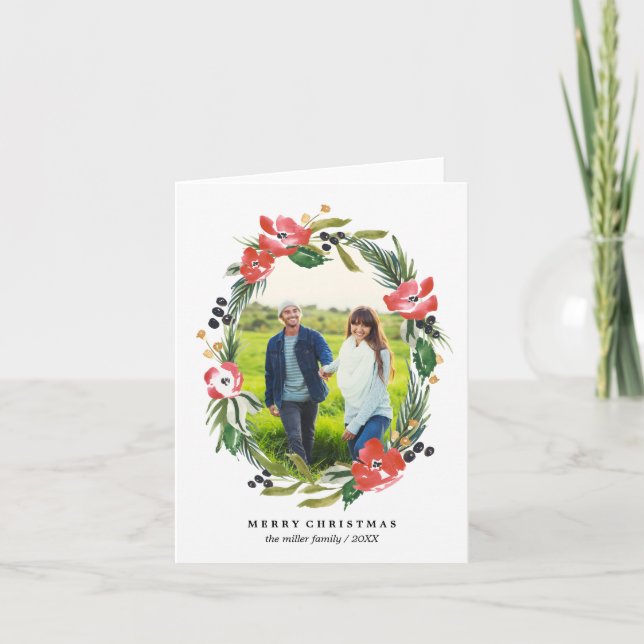 Navidad oval floral de la foto el | de la acuarela (Anverso)