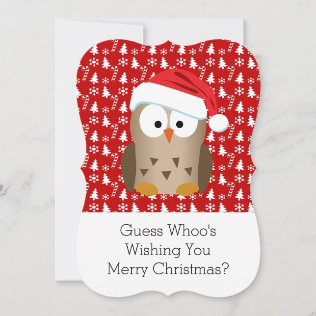 Navidad Owl con saludo de fotos de Santa Hat (Anverso)