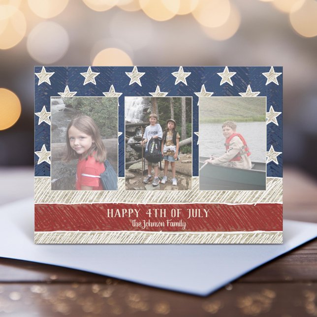 Navidad Patriótica 3 foto Bandera Americana Vertic (Unique Photo Card)