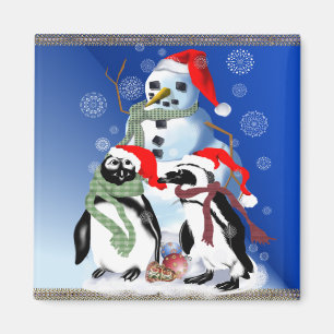 Navidad Penquin e imanes del muñeco de nieve