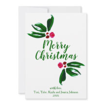 Navidad personalizada con acebo verde moderno