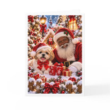 Navidad personalizada con Santa negro y gato persa