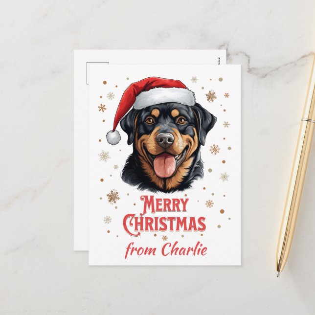 Navidad personalizada de Rottweiler Dog Santa Merr (Anverso/Reverso In Situ)