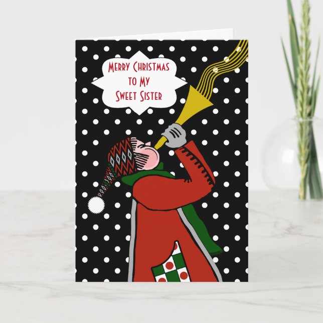 Navidad personalizada para hermana, trompeta en to (Anverso)