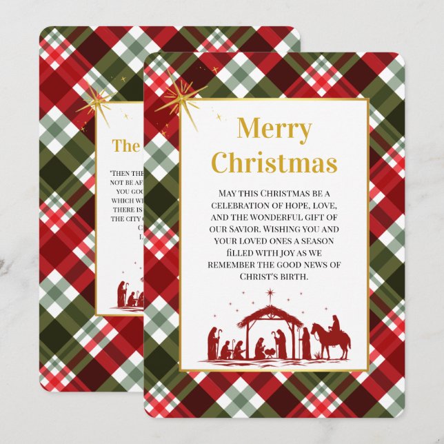 Navidad Personalizada Plaid y Versículo de la Bibl (Anverso / Reverso)
