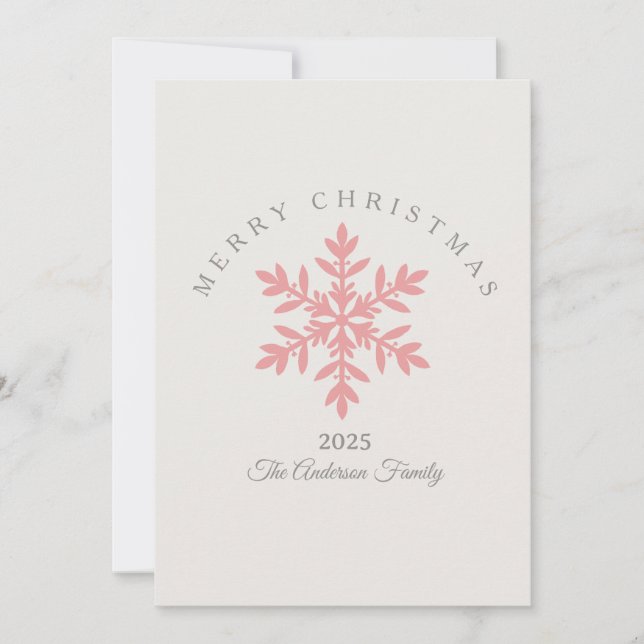 Navidad personalizada rosa rosa copo de nieve eleg (Anverso)