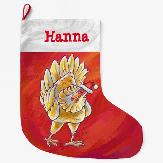 Navidad personalizado festivo del pollo calcetín de navidad grande