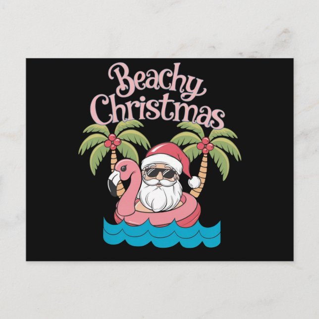 Navidad Playera Vacaciones Tropicales Santa Playa  (Anverso)
