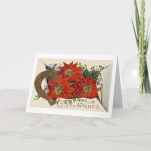 Navidad Poinsettia del vintage y zapato del