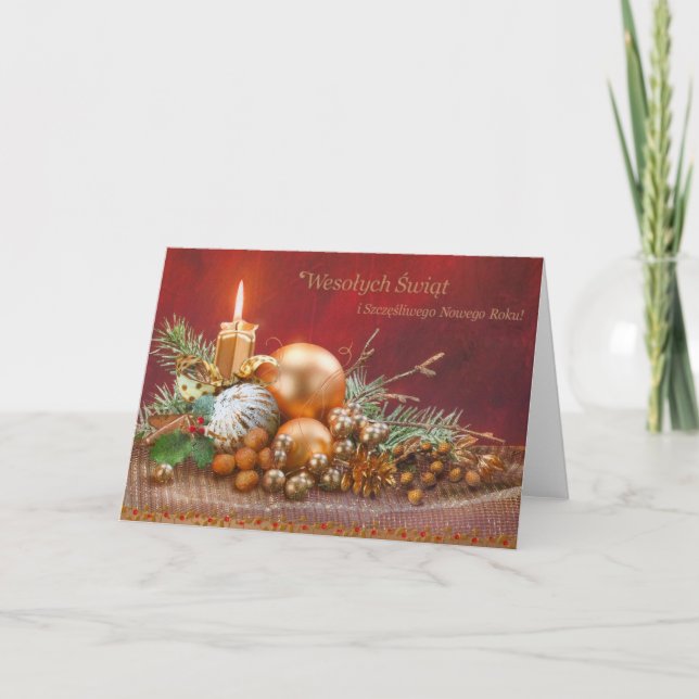 Navidad polaco retro y tarjeta del Año Nuevo (Anverso)