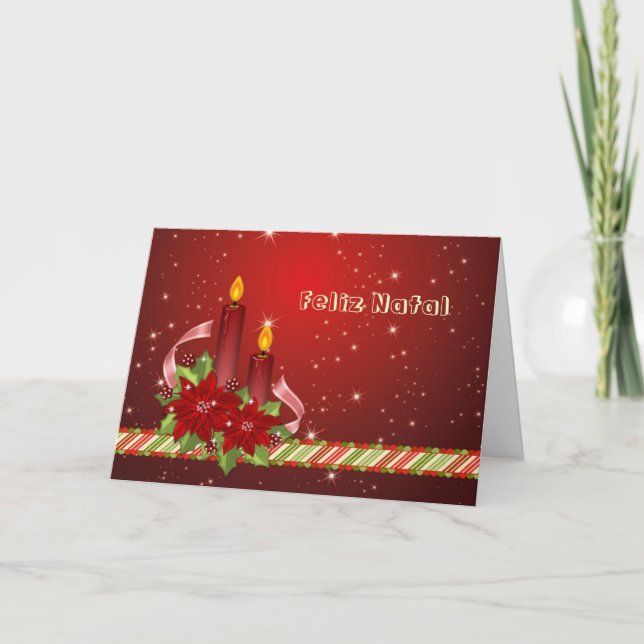Navidad portugués - Poinsettia y velas (Anverso)