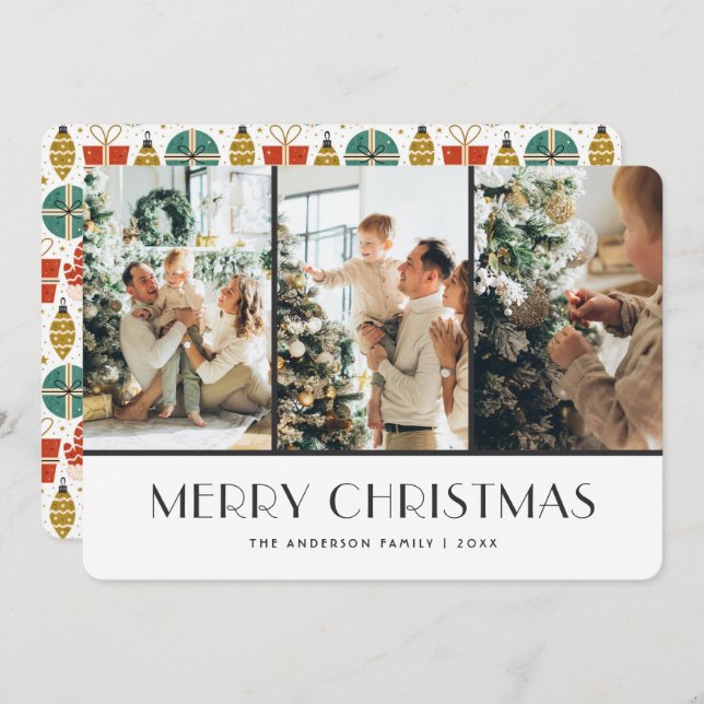 Navidad Presenta Ornamentos Guantes Foto de Nieve (Anverso / Reverso)