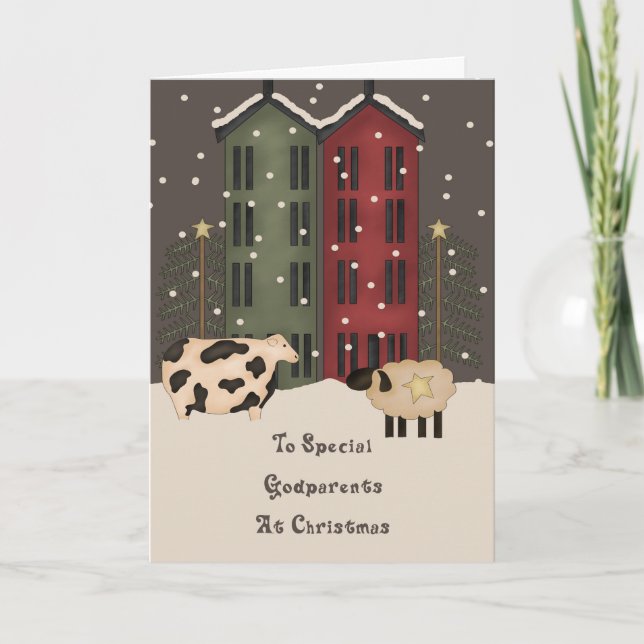 Navidad primitivo de los Godparents de la vaca y (Anverso)