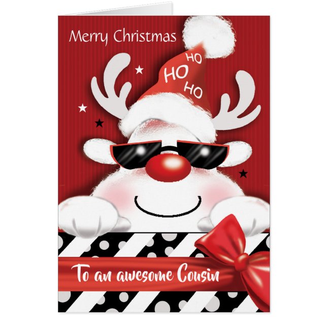 Navidad, primo, reno de la diversión, Ho, Ho, Ho, (Frente)