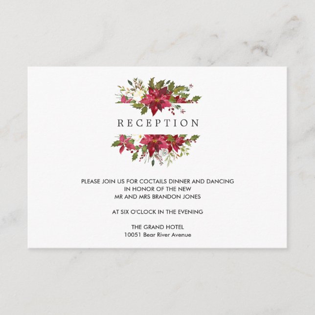 Navidad | Recepción de BODAS con Flor de Nochebuen (Anverso)