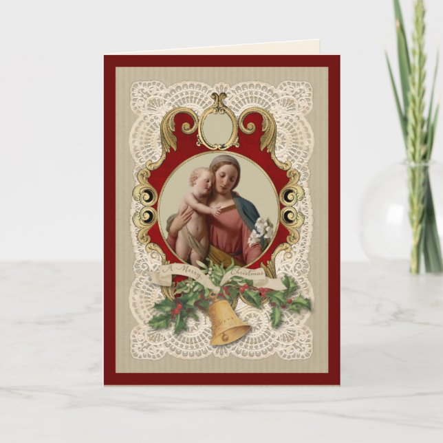 Navidad Religiosa Jesús Virgen María Vintage (Anverso)