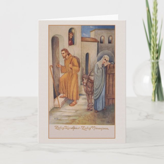 Navidad religioso holandés del vintage - tarjeta (Anverso)