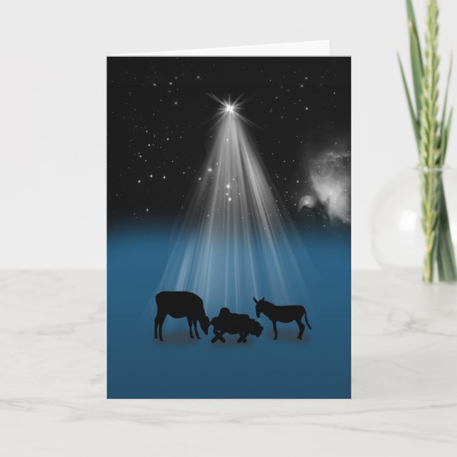 Navidad, religioso, natividad, estrellas, tarjeta (Anverso)