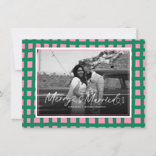 Navidad Retro Alegre y Casada Plaid Recién Casados