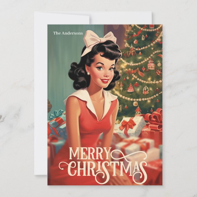 Navidad retro clásico de ilustracion ama de casa (Anverso)
