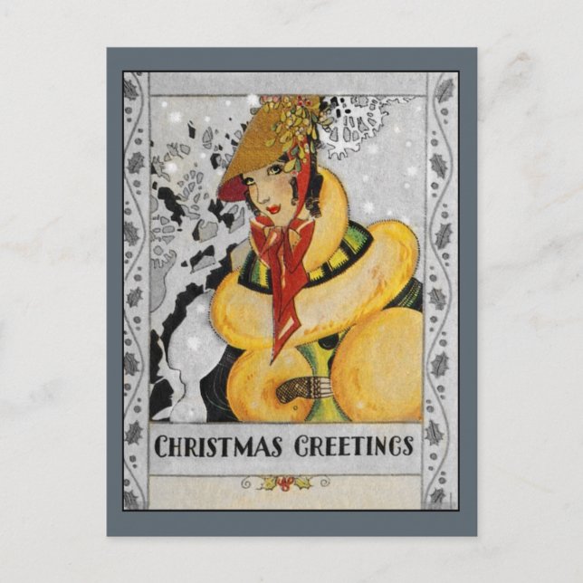 Navidad retro de la aleta que saluda (Anverso)