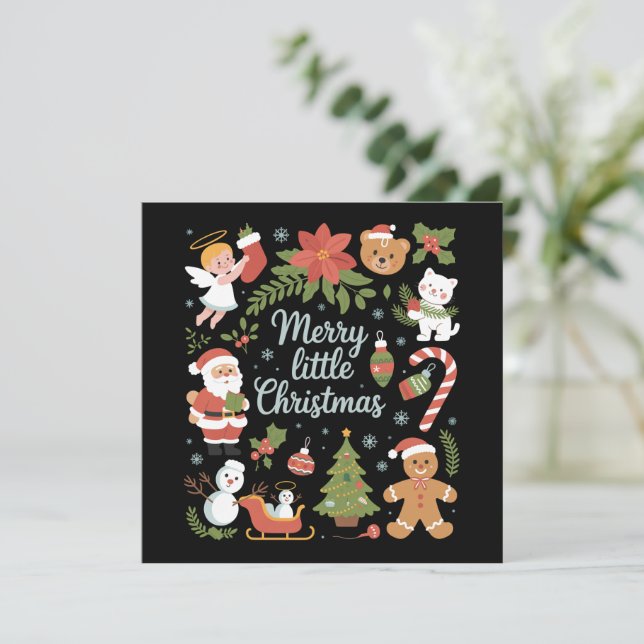 Navidad Retro Vintage Alegre Pequeña Navidad (Anverso de pie)