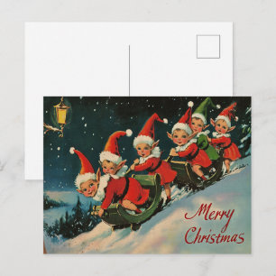 Navidad Retro Vintage: Duendes en Trineo
